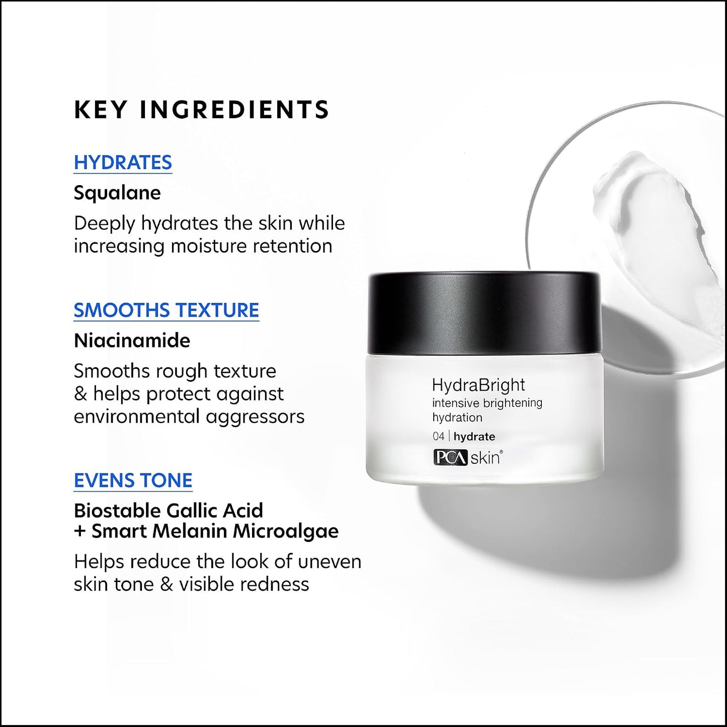 PCA SKIN Hydrabright Moisturizer - Facial Skin Care Products, Hydrating Brightening Cream with Squalane, Niacinamide - 1.69 Oz Jar