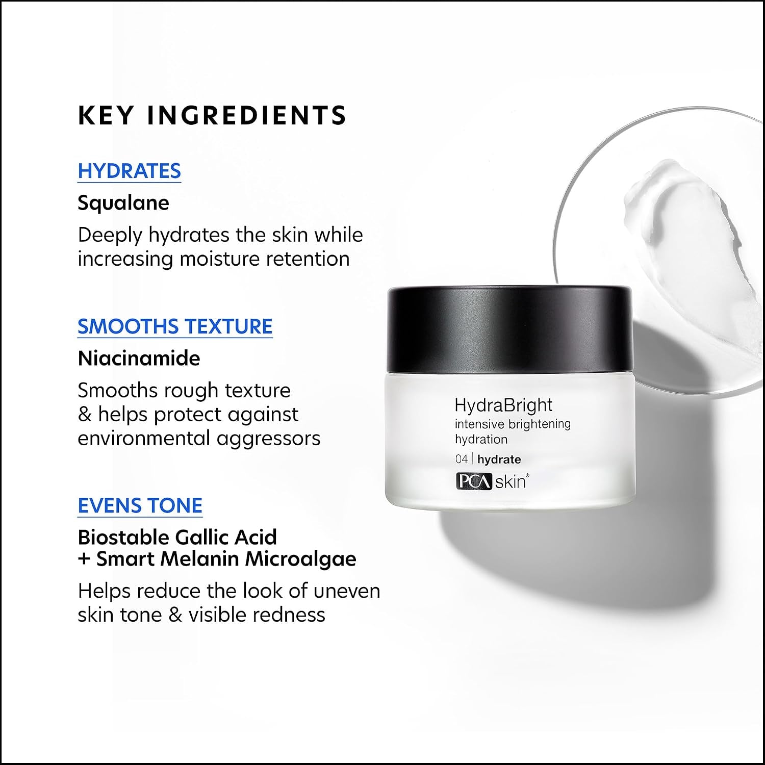 PCA SKIN Hydrabright Moisturizer - Facial Skin Care Products, Hydrating Brightening Cream with Squalane, Niacinamide - 1.69 Oz Jar