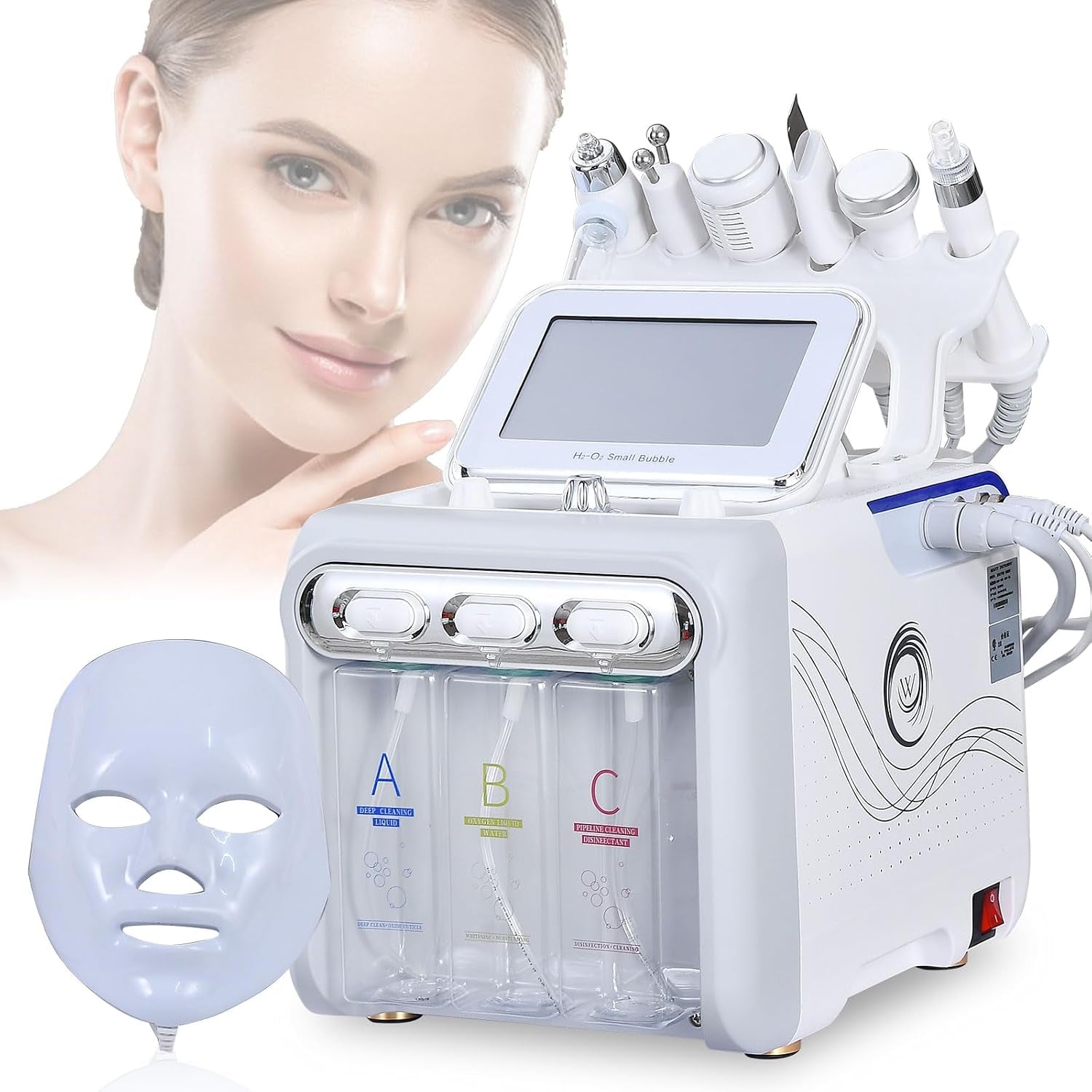 Hydrogen Oxygen 7 In1 Facial Care Machine with Mask Multifunctional Face Skin Care Device Elite