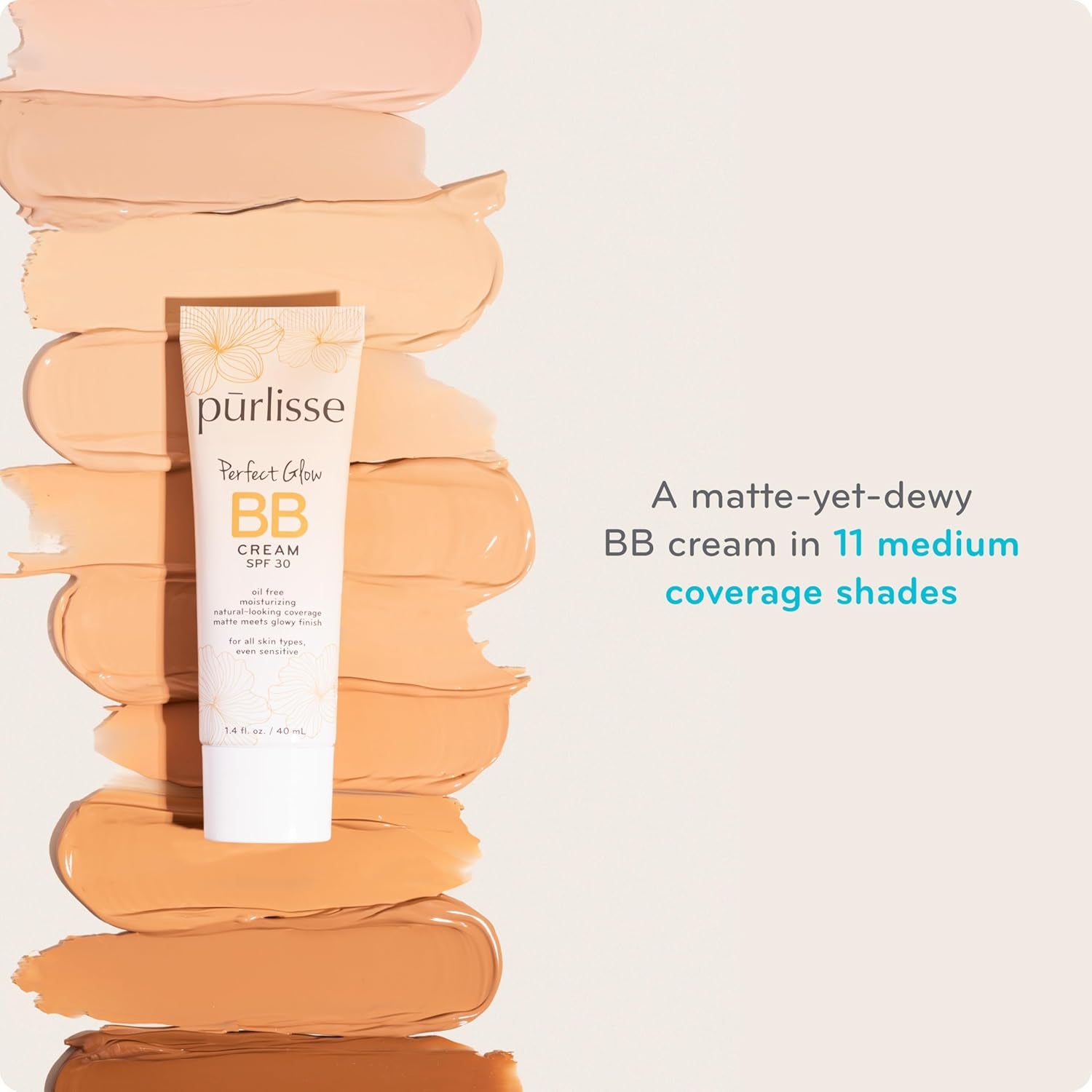 Perfect Glow BB Cream SPF 30 - Luminous Matte Tinted Moisturizer with SPF - Korean Skin Care Formula with Goji & Hawthorn Berry to Hydrate, Brighten & Even Skin - Fair (1.4 Oz)
