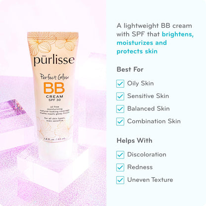 Perfect Glow BB Cream SPF 30 - Luminous Matte Tinted Moisturizer with SPF - Korean Skin Care Formula with Goji & Hawthorn Berry to Hydrate, Brighten & Even Skin - Fair (1.4 Oz)