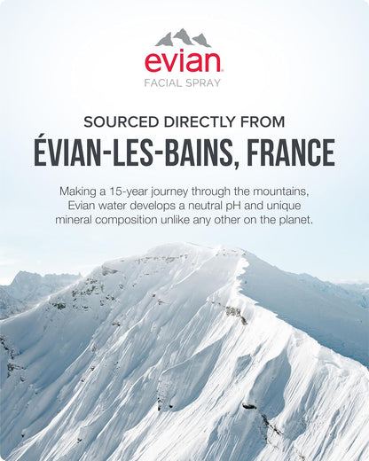 Evian Facial Spray 1.7 Oz - Hydrating Mineral Water Mist for Face & Skin - Refreshes Makeup and Tones Skin - Tsa-Approved Mini Facial Spray Set for Daily Skincare Hydration